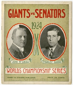 1924 World Series Program – Washington Senators at New York Giants 